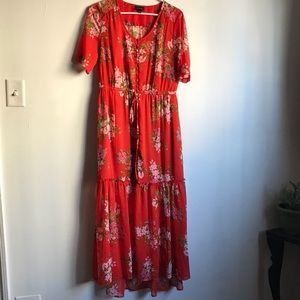 Who What Wear Red Floral Maxi Dress